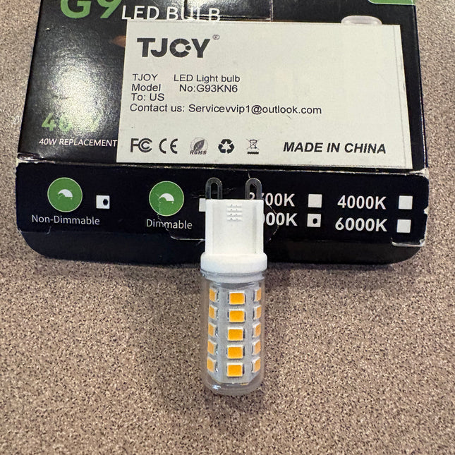 G9 LED bulbs, 40 W replacements six pack
