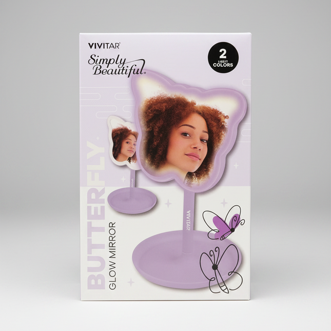 Butterfly glow mirror with two light colors