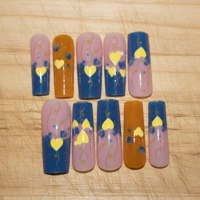 Blue/Yellow hearts - Tula Rose