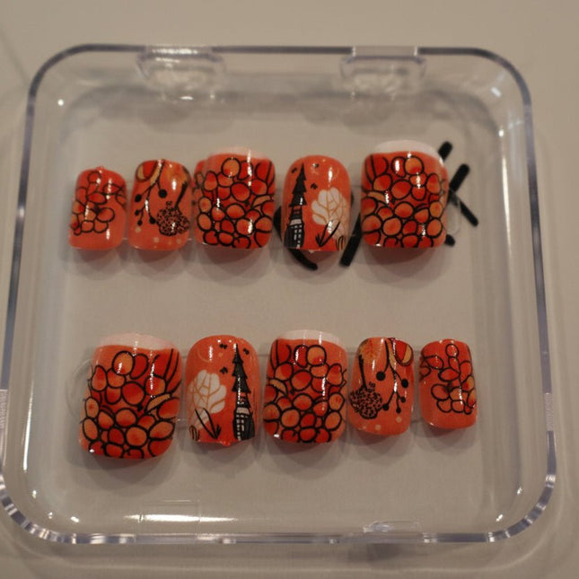 Red/Orange press on nails - Tula Rose