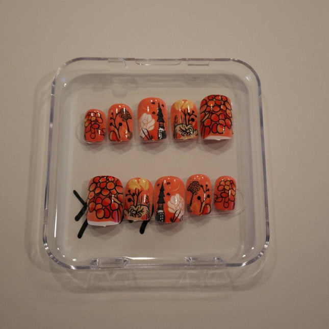 Red/Orange press on nails - Tula Rose